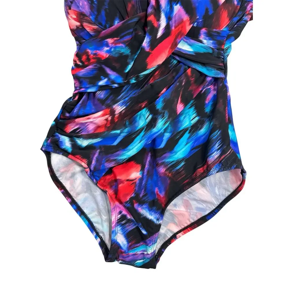 Miraclesuit Fuego Flora Revele Printed Underwire One-Piece Swimsuit US 12 NWOT